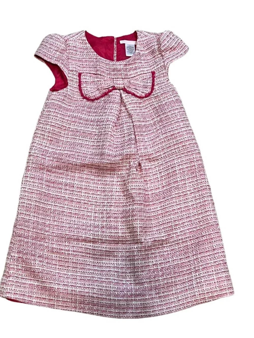 Janie and Jack Daring Sophistication Raspberry Pink Bow Boucle Girls Dress 5T